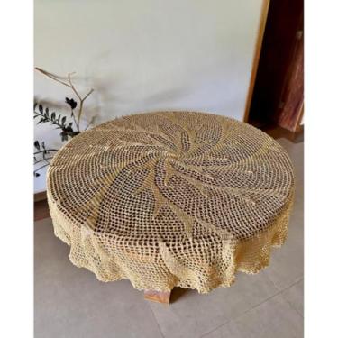 Imagem de Toalha De Mesa Redonda Corais do Caribe 1,40m Crochê Artesanal (Champanhe)