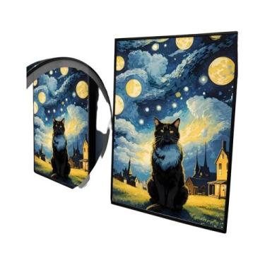 Imagem de Pôster Adesivo De Gato Preto E Papel Branco, Van Gogh, a Noite Estrela