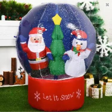 Imagem de Globo Inflável Papai Noel na Neve com Boneco Natal 1,2m - Dl Festa
