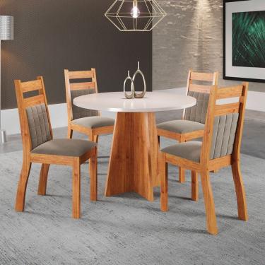 Imagem de Mesa de Jantar 4 Lugares Senegal Marrom/Blonde/Perola - Panorama Móveis