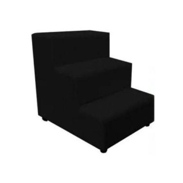 Imagem de Escada Escadinha Pet Cachorro 3 Degraus Rampa Suede Grace Preto - Blac