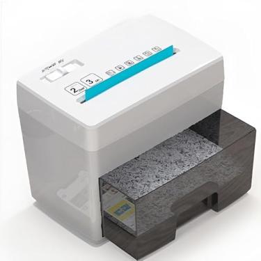 Imagem de Triturador de papel micro cortado para escritório doméstico - Mini triturador elétrico de mesa com corte cruzado, segurança de documentos confidenciais para escritórios privados/individuais, branco e