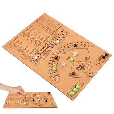 Imagem de Saycker Tabuleiro de dados de beisebol, jogo de mármore divertido jogo de tabuleiro de beisebol com dados (marrom)