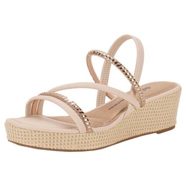 Imagem de Sandália Feminina Anabela Media Conforto Brilhante Dakota