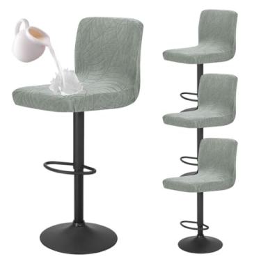 Imagem de Bifaunvogel Capa de banco de bar com encosto impermeável, para bancada, com altura de balcão, lavável, quadrada, giratória, cozinha, bar, cadeira, protetor de cadeira de bar com 4 unidades, verde