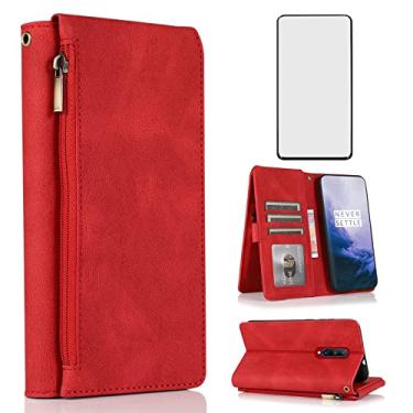 Imagem de Compatível com OnePlus 7 Pro, capa carteira protetora de tela e zíper retrô de couro com suporte para cartão para OnePlus7Pro 5G One Plus 1+7 1Plus OnePlus7 7Pro One+ 1 + Sete mulheres masculinas