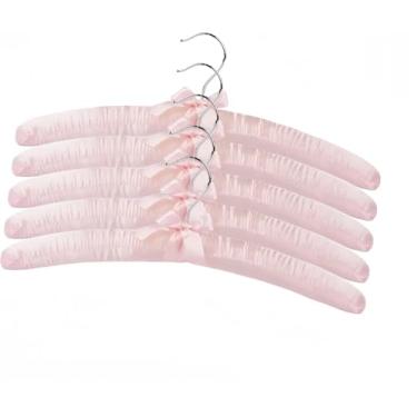 Imagem de Cabides Acolchoados Para Roupas Femininas Cabides De Cetim Cabide Acolchoado Antiderrapante Para Suéteres, Pink