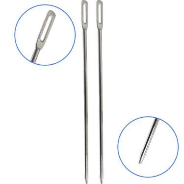 Imagem de 02 Agulhas Passar Fita Passador Cordão Puxar Elástico 18cm - Evolvere