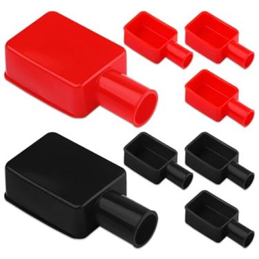 Imagem de Tampa de terminal de bateria de 8 peças, protetor isolante negativo positivo, capa de bateria de carro de borracha macia, haste superior, tampas protetoras de terminal de bateria para carro, caminhões