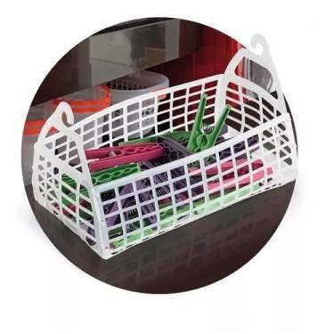 Imagem de Kit Cesto E Pregadores De Roupas Dobrável Com 24 Pregadores - Keita