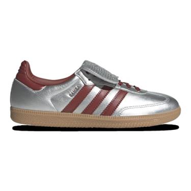 Imagem de Adidas Orininals Samba Língua Longa - Feminino (JH5707, Prata Metálico/Rubi/Goma Preamada), Prata metálico/rubi pré-amado/chiclete, 34