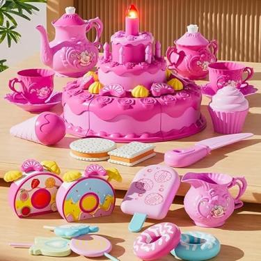 Imagem de Brinquedo Bolo de Aniversário Infantil com Luz e Música | Kit de Comidinhas, Conjunto de Comida de Brinquedo Realista | Presente Criativo DIY para Crianças