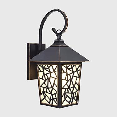 Imagem de Luminária de parede externa com lanterna LED para varanda, arandela à prova d'água, luminária de parede de jardim de alumínio com vidro, luminárias de iluminação externa para varanda, arande