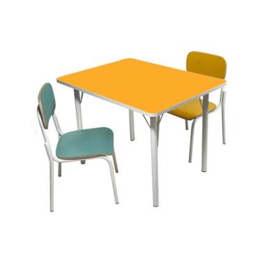Imagem de Conjunto Infantil Mesa Amarela em Mdf Alt.: 570mm c/ 2 cadeiras colori