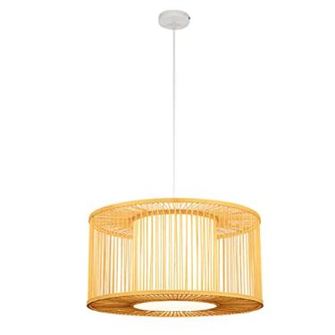 Imagem de Lustre de teto simples, luminária pendente de trama colunar, luminária de teto ajustável, 1 luz para sala de jantar, casa de chá, pátio, restaurante, quarto, varanda (E27 Bas