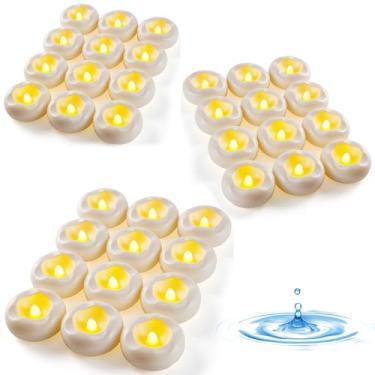 Imagem de Vela flutuante de 91 x 5 cm, vela flutuante de LED sem chama, ativada por água, 200 horas, para centros de mesa, banheira, piscina, fonte