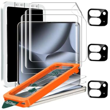Imagem de IMBZBK [Remoção automática de poeira] Pacote com 3 protetores de tela para Google Pixel 10 Pro Fold, 3 películas flexíveis internas + 3 vidros temperados frontais + 3 acessórios de protetor de lente