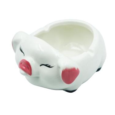 Imagem de Cinzeiro de porco para cigarro, bandeja de cinzas de cerâmica em forma de porco fofo para fumantes, plantador de suculentas, decoração de escritório em casa