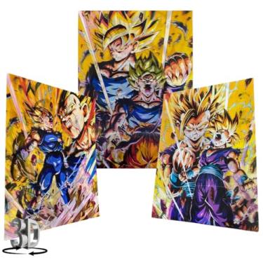 Imagem de Pôster Dragon Ball Z, arte de parede com efeito flip lenticular 3D – Goku, Vegeta e Gohan – Design exclusivo de 3 imagens de anime decoração colecionável para quartos, salas de estar e espaços de