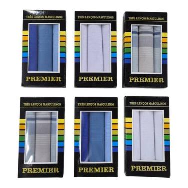 Imagem de Lenço Masculino Kit C/6 Caixas Premier Lenço de Bolso Tam: 39X39cm, 39