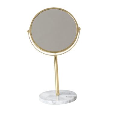 Imagem de TLTDSMY 1 peça espelho de mármore espelho de vaidade dourado espelho de maquiagem menina espelho de cosméticos espelho de bancada espelho de vaidade com suporte espelhos Raotating espelho portátil de