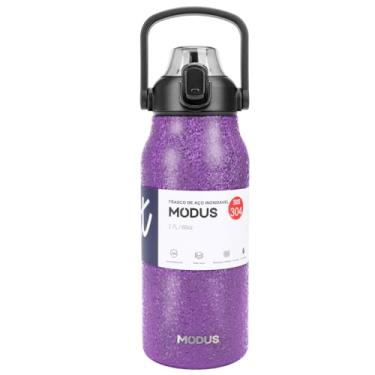 Imagem de Garrafa Termica 1700mL de Aço Inoxidável Isolada de Grande Capacidade com Canudo (Roxo Craquelado)