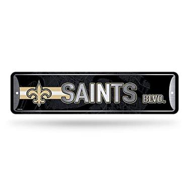 Imagem de Rico Industries Placa de rua de metal NFL New Orleans Saints (10 cm x 38 cm) – Ótima para decoração de casa, quarto, caverna masculina