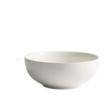 Imagem de ZYHSIJOBAS Tigela de salada de frutas tigela de arroz doméstica tigela de salada de cerâmica branca pequena tigela de sopa de macarrão grande conjunto de duas peças tigela de ramen