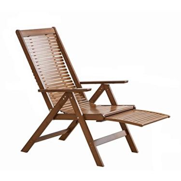 Imagem de Poltrona, poltrona de sala de estar, cadeira com encosto, apoio de braço de madeira ajustável banco dobrável de 6 posições, cadeira acolchoada com apoio para os pés, cadeira decorativa moderna de