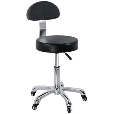 Imagem de WYUYIWH Banqueta redonda com rodinhas com rodas hidráulicas com rodas e banco giratório ajustável em altura