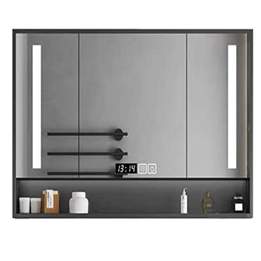 Imagem de Armário de banheiro com espelho espelho de parede com espelho prateado claro Armário de espelho de toque inteligente com prateleiras Armário de armazenamento adequado para banheiro de banheiro