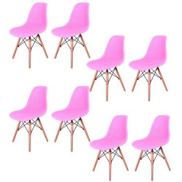 Imagem de Kit 8 Cadeiras Charles Eames Eifell 130 Furadinha - Leon Imports, Rosa