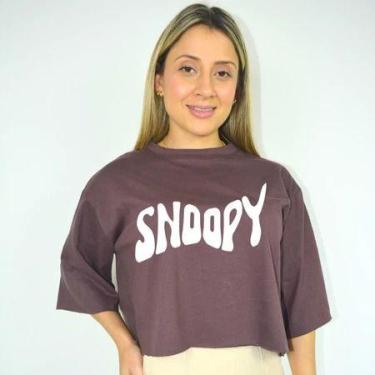 Imagem de Top Cropped Feminino Estampa Snoopy Diversas Cores Malha Algodão - loj