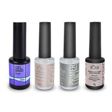 Imagem de Kit Blindagem Vòlia Gel Base Primer Desidrat Top Coat Manicure Unha de