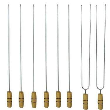 Imagem de Jogo De Espeto Para Churrasco 59 Cm 6 Simples 2 Duplos - Riomar Equipe