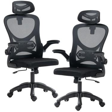 Imagem de Kit 02 Cadeiras Para Escritório Giratória Presidente Executiva Belaggio Tela Mesh R01 Preto - Lyam Decor