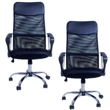 Imagem de Kit 02 Cadeiras Giratórias Para Escritório Excellence Office F03 Preto- Lyam Decor