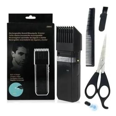 Imagem de Kit Máquina de Cortar Cabelo e Barba Xz389, Recarregável, com Pentes, Tesoura e Óleo