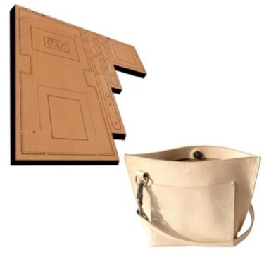 Imagem de YJIUYUANQ Moldes de perfuração de couro, artesanato em relevo, perfurador, cortador de madeira, modelo de artesanato - bolsa de mão