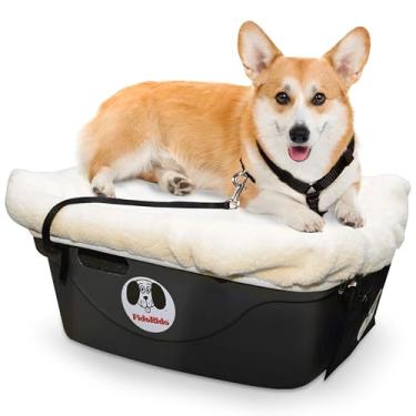 Imagem de FidoRido Cachorro Assento para Carro – Assento de Carro para Animais de Estimação com Capa Bege Sherpa, Pequeno Arreio e Alças – Base de Plástico Durável, Almofadas Confortáveis, Fácil de Instalar e Limpar