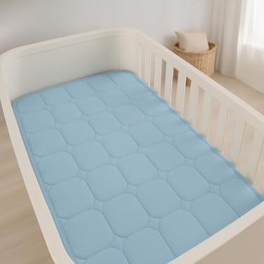 Imagem de Edredom de Berço Malha 100% Algodão Matelado com Viés Azul Bebê