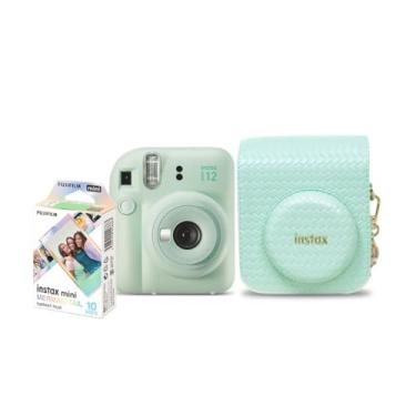 Imagem de Kit Câmera Instax Mini 12 com pack 10 fotos Macaron e Bolsa Verde Menta