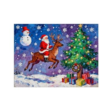 Imagem de Pinturas em tela Natal-Quadros Decoração de Parede-Presente veado árvore Natal-Inverno Paisagens Impressões para Sala de Estar 60x80cm Sem Moldura