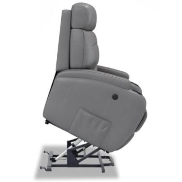 Imagem de Poltrona do Papai Reclinável Elétrica Bivolt Lift com Sistema de Elevação e Massagem em Corino Importado - Modelo Florença Damie (Cinza)