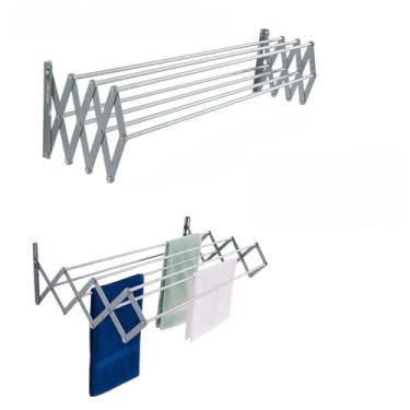 Imagem de Varal Sanfonado Alumínio Retrátil 50cm 60cm 80cm 100cm(100CM)