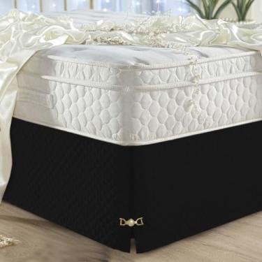 Imagem de Saia Casal Queen Com Pingente Cama Box Bau Luxo Mordena Otima Oferta (5-PRETO)