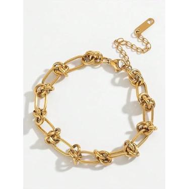 Imagem de Pulseiras com nó de arame farpado banhado a ouro pulseiras punk legais pulseiras grossas exageradas pulseiras boêmias vintage joias hip hop presentes de festa de aniversário para homens mulheres