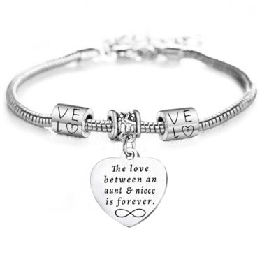 Imagem de Pulseiras inspiradoras para tia, pulseiras motivacionais, presentes personalizados para mulheres, Medium, Aço inoxidável, \