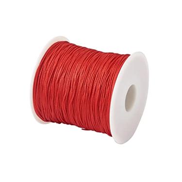 Imagem de 100 jardas/rolo 0,8 mm fios trançados de nylon vermelho chinês cordão de nó para joias cordão de miçangas para artesanato faça você mesmo Kumihimo pulseiras de macramê para fabricação de suprimentos