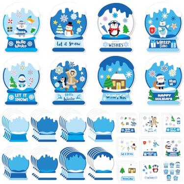 Imagem de ANGOLIO Artesanato de globo de neve de inverno para crianças – 123 peças faça seu próprio globo de neve de inverno, adesivos de arte DIY enfeites pendurados para atividades pré-escolares, decoração de